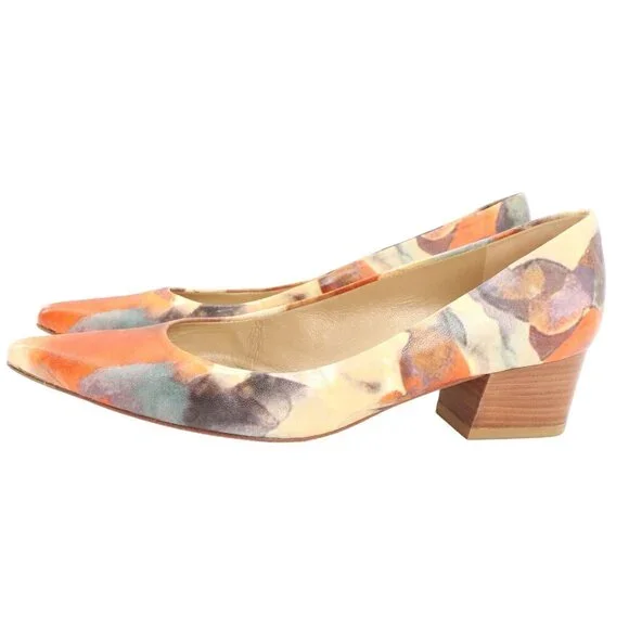 Stuart Weitzman Largo Miel Tie Dye Pointed Toe Slip On Block Heels 8 - Picture 3 of 6